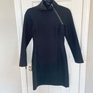 Theory Danella High Neck Edgewood Black Dress Minimalist Classic Sz 6